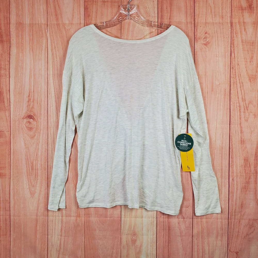 Lole Assent Top Womens Small‎ Chalk Heather White Modal Stretch Plunge V Neck